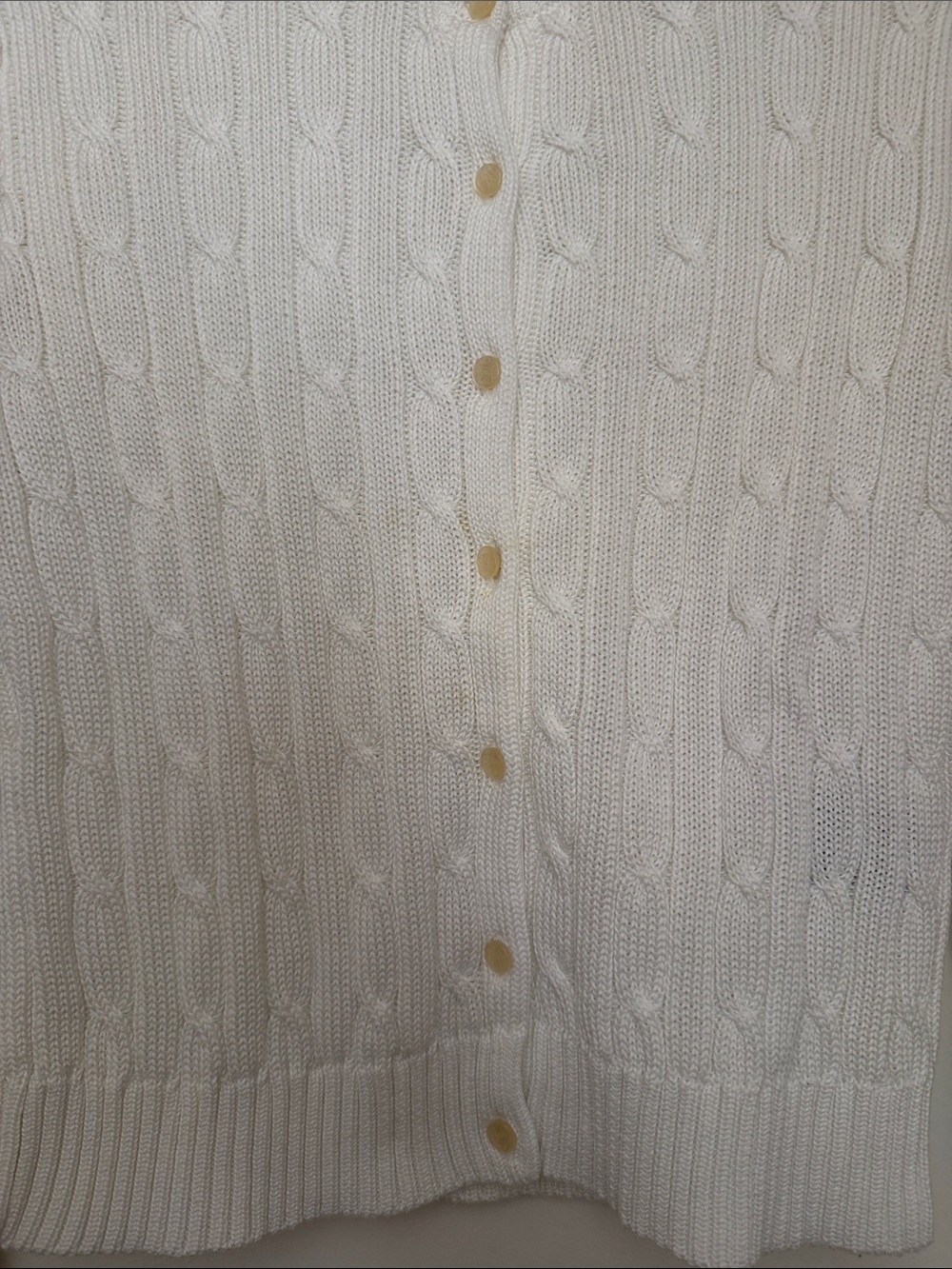 Ralph Lauren White Cable-Knit Button Front Cardigan - Picture 3 of 5